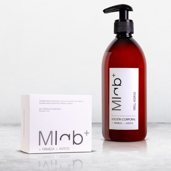 Loción corporal +Antiox +Firmeza y cápsulas +Antiox +Firmeza de Mlab Wellaging