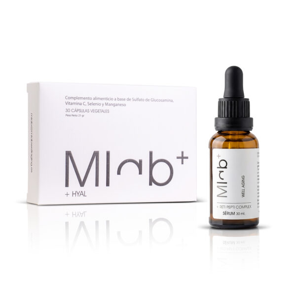 Pack Reafirma y Redensifica de Mlab Wellaging con cápsulas +Hyal y sérum facial de noche